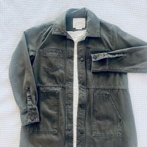 ANTHROPOLOGIE Crochet-Back Denim Utility Jacket - S